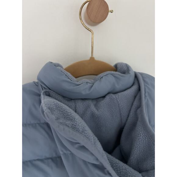 Uniqlo Long Puffer Jacket Coat Kids 3T Boys Girls Hooded Fleece Lined Blue - Picture 6 of 7